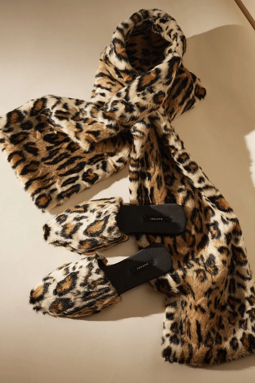 Faux Leopard Fur Slide