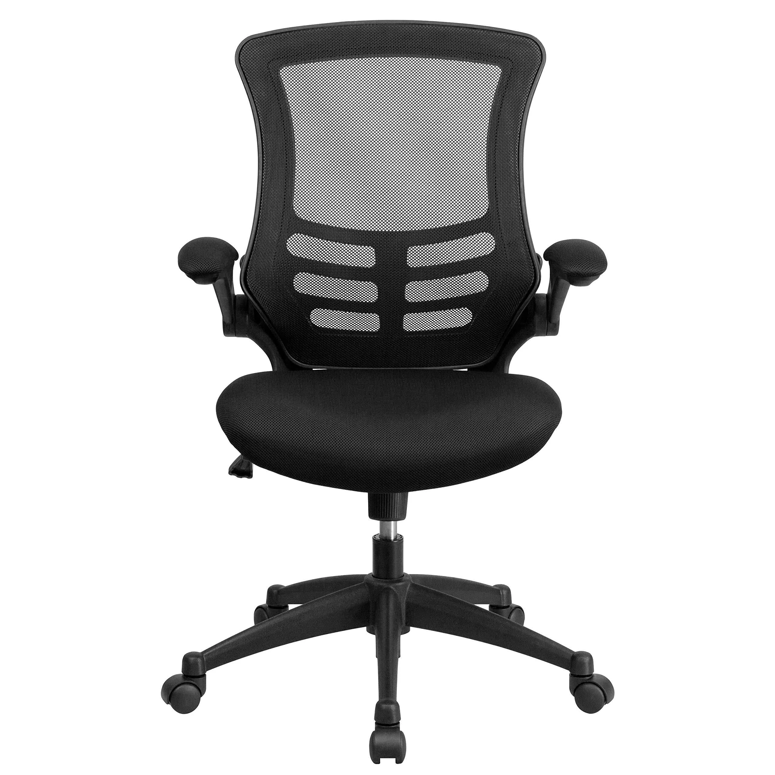 Flash Furniture Mid-Back Black Mesh Swivel Task Chair with Flip-Up Arms