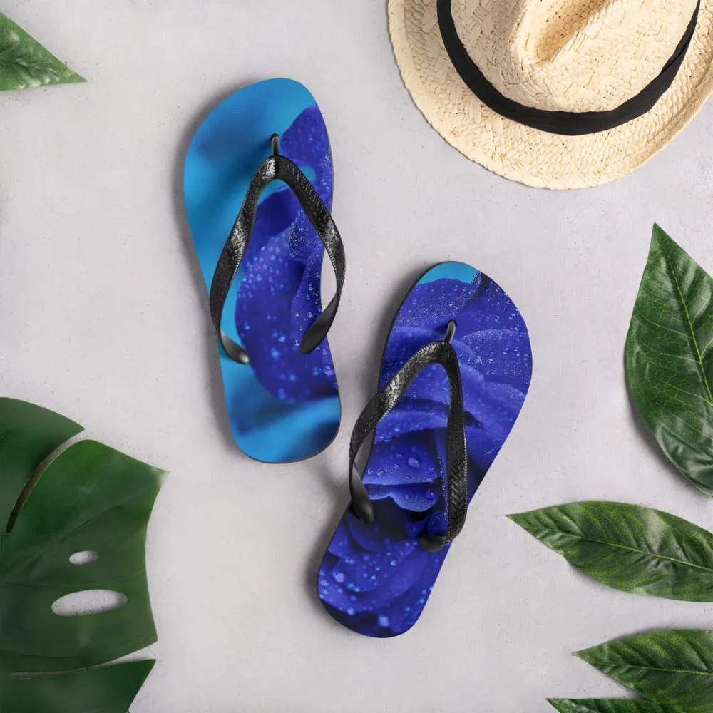 Flip-Flops with Blue rose design