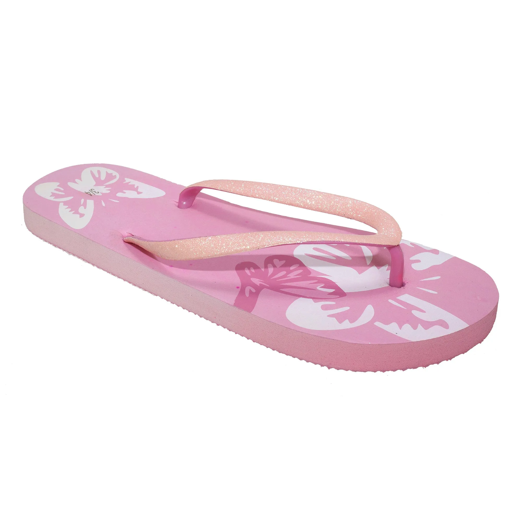 FLOSO Ladies/Womens Butterfly Flip Flops With Glitter Straps