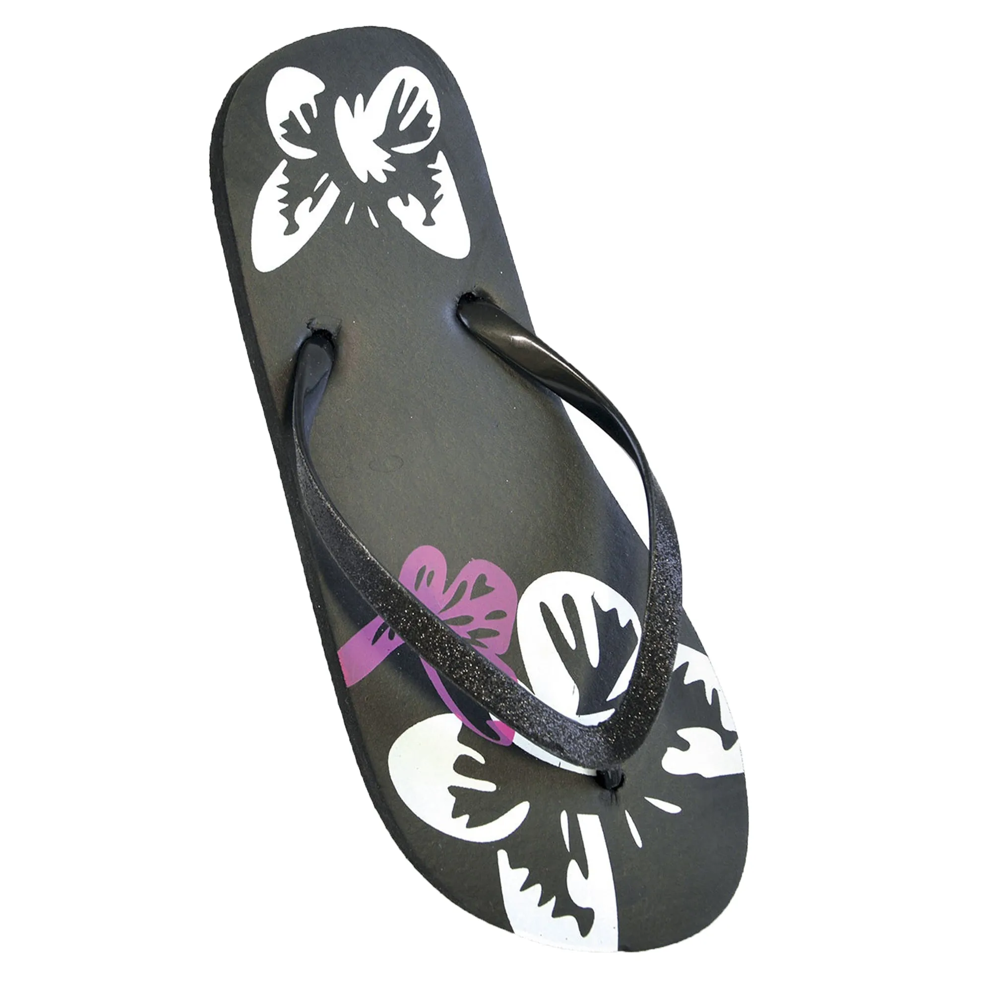 FLOSO Ladies/Womens Butterfly Flip Flops With Glitter Straps