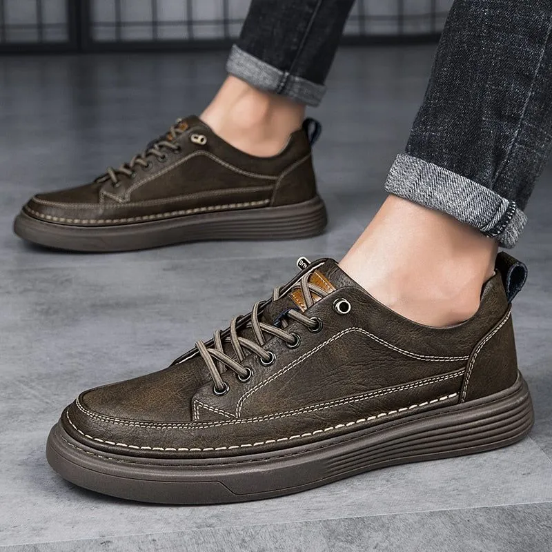 FM1244 Men's Leather Casual Flat Shoes - Classic Sneaker