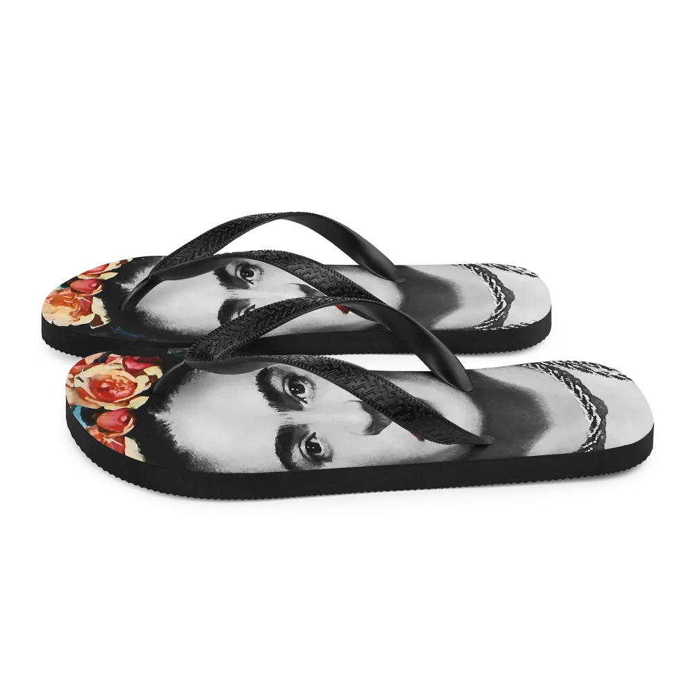 Frida Kahlo With Flowers Poster Artwork Flip-Flops