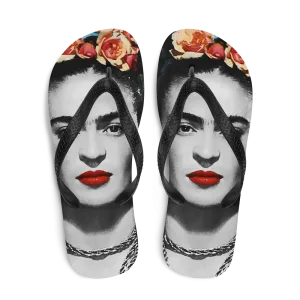 Frida Kahlo With Flowers Poster Artwork Flip-Flops