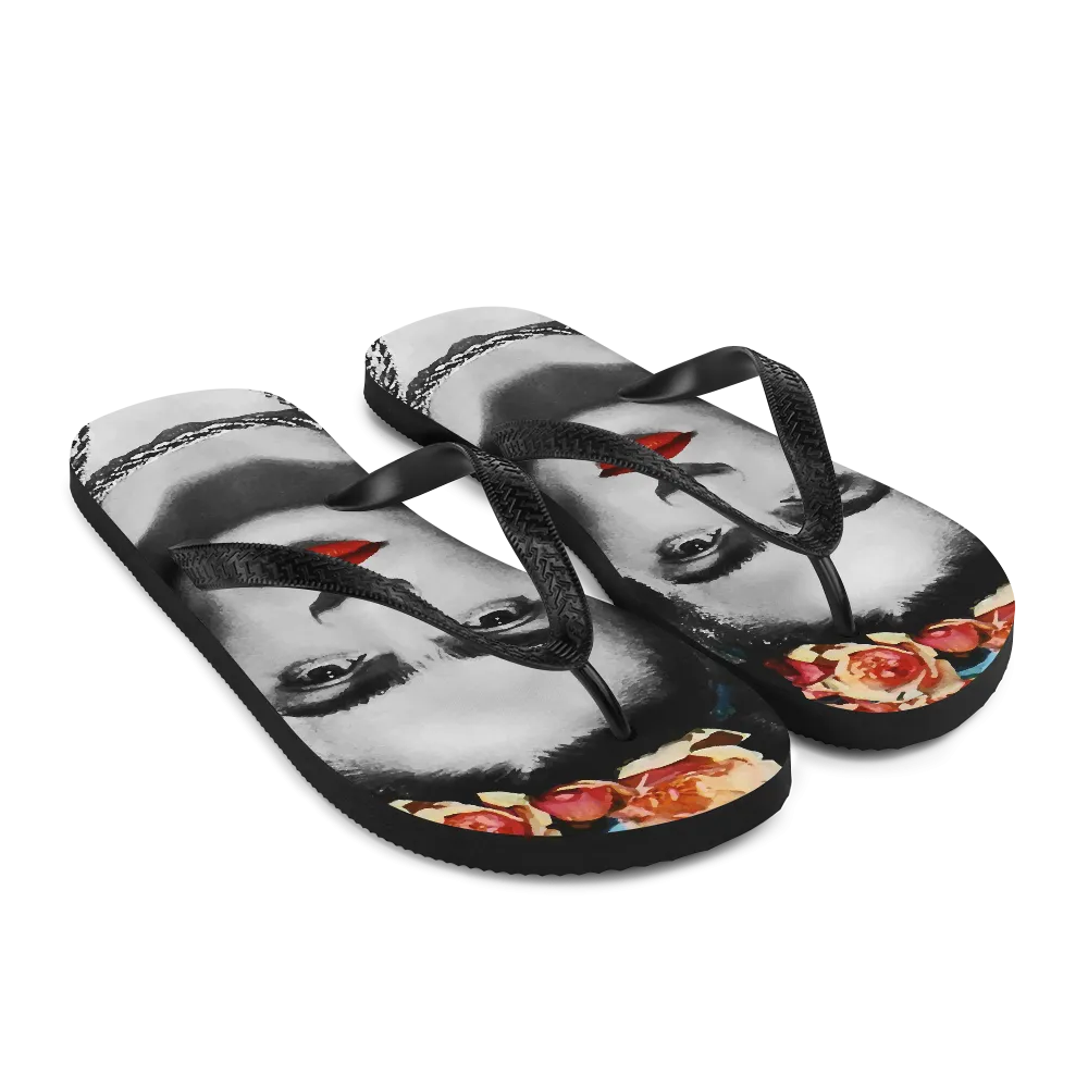 Frida Kahlo With Flowers Poster Artwork Flip-Flops