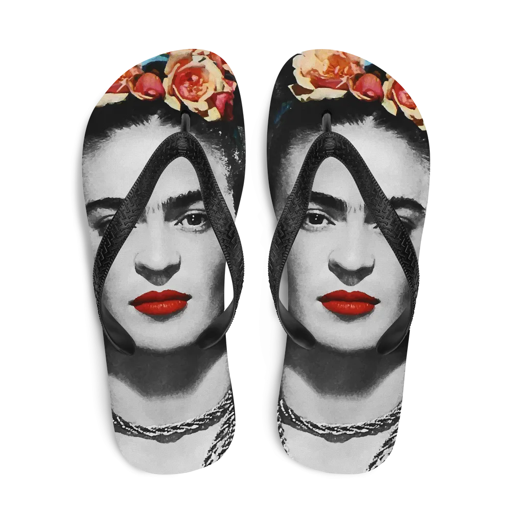 Frida Kahlo With Flowers Poster Artwork Flip-Flops