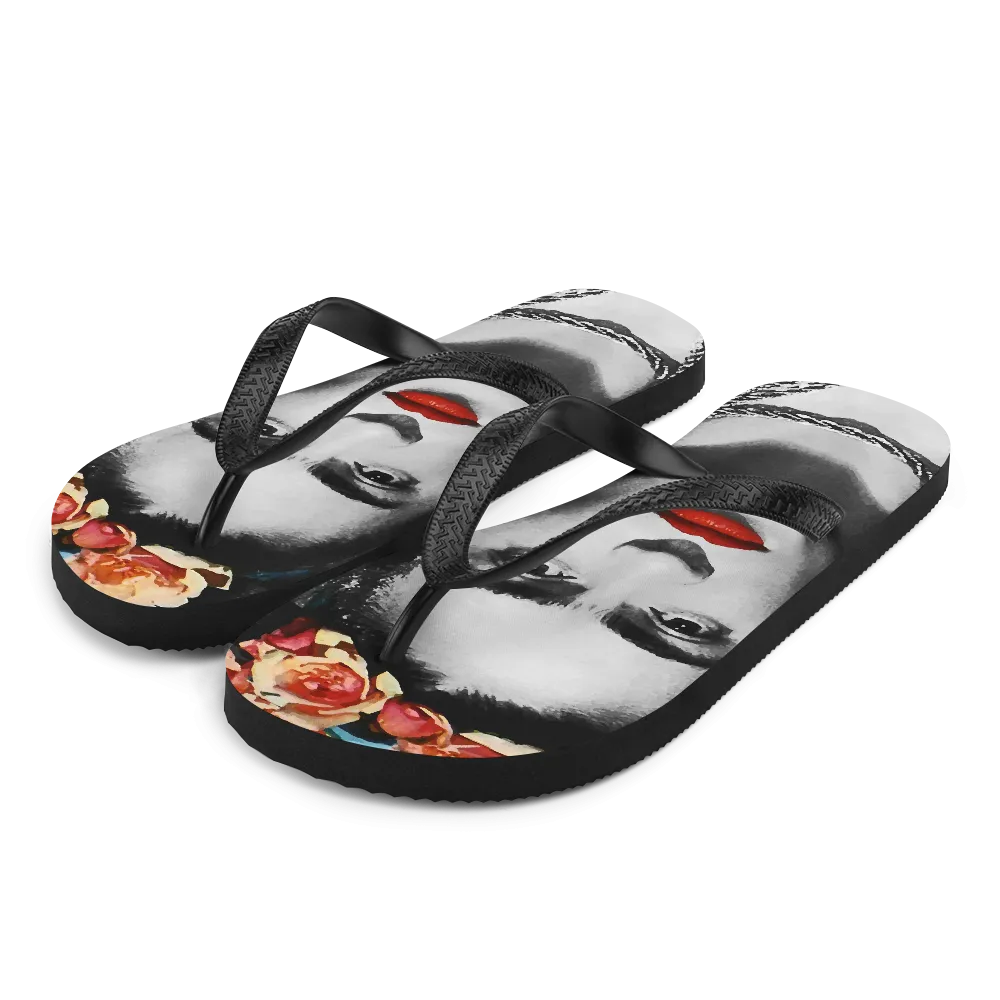 Frida Kahlo With Flowers Poster Artwork Flip-Flops