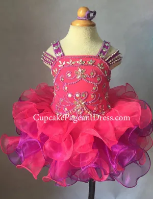 Fuchsia and Lilac Little Girls/Baby/Child/Infant/Toddler Glitz Pageant Dress