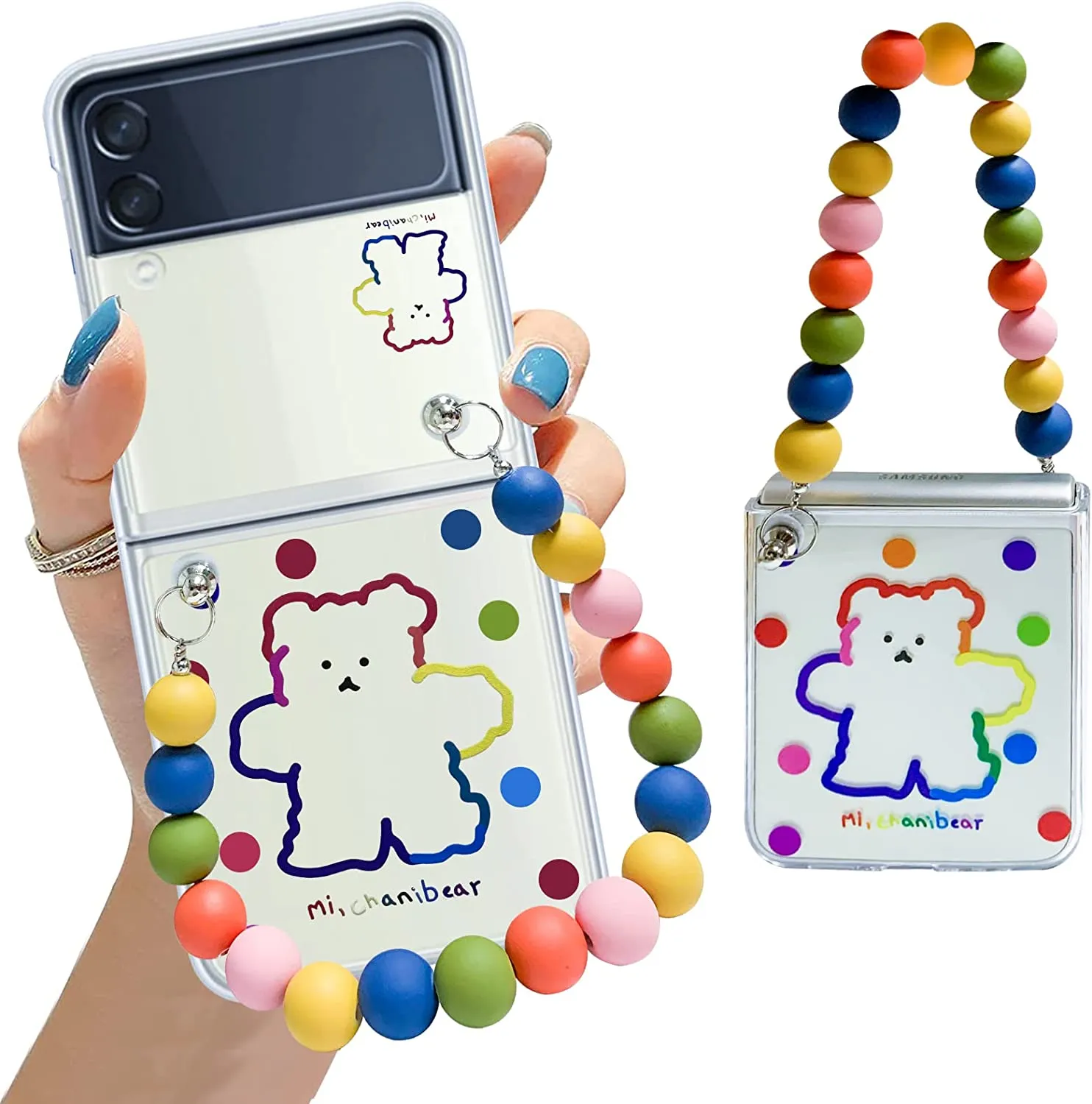 Galaxy Z Flip 4 Case Cute Pendant, Cute Smile Clear Z Flip 4 Case