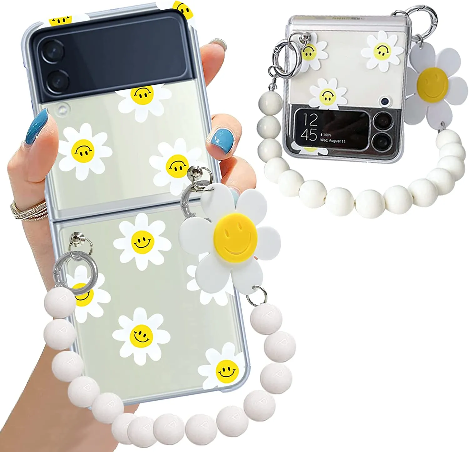 Galaxy Z Flip 4 Case Cute Pendant, Cute Smile Clear Z Flip 4 Case