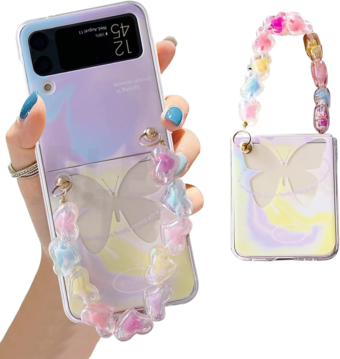 Galaxy Z Flip 4 Case Cute Pendant, Cute Smile Clear Z Flip 4 Case