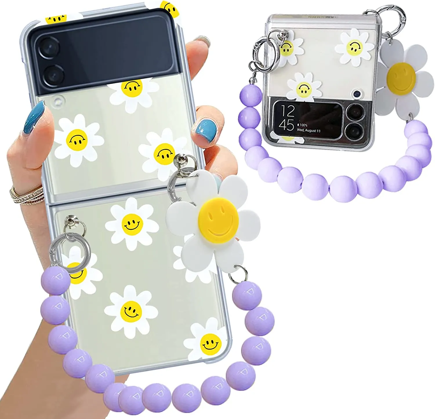 Galaxy Z Flip 4 Case Cute Pendant, Cute Smile Clear Z Flip 4 Case