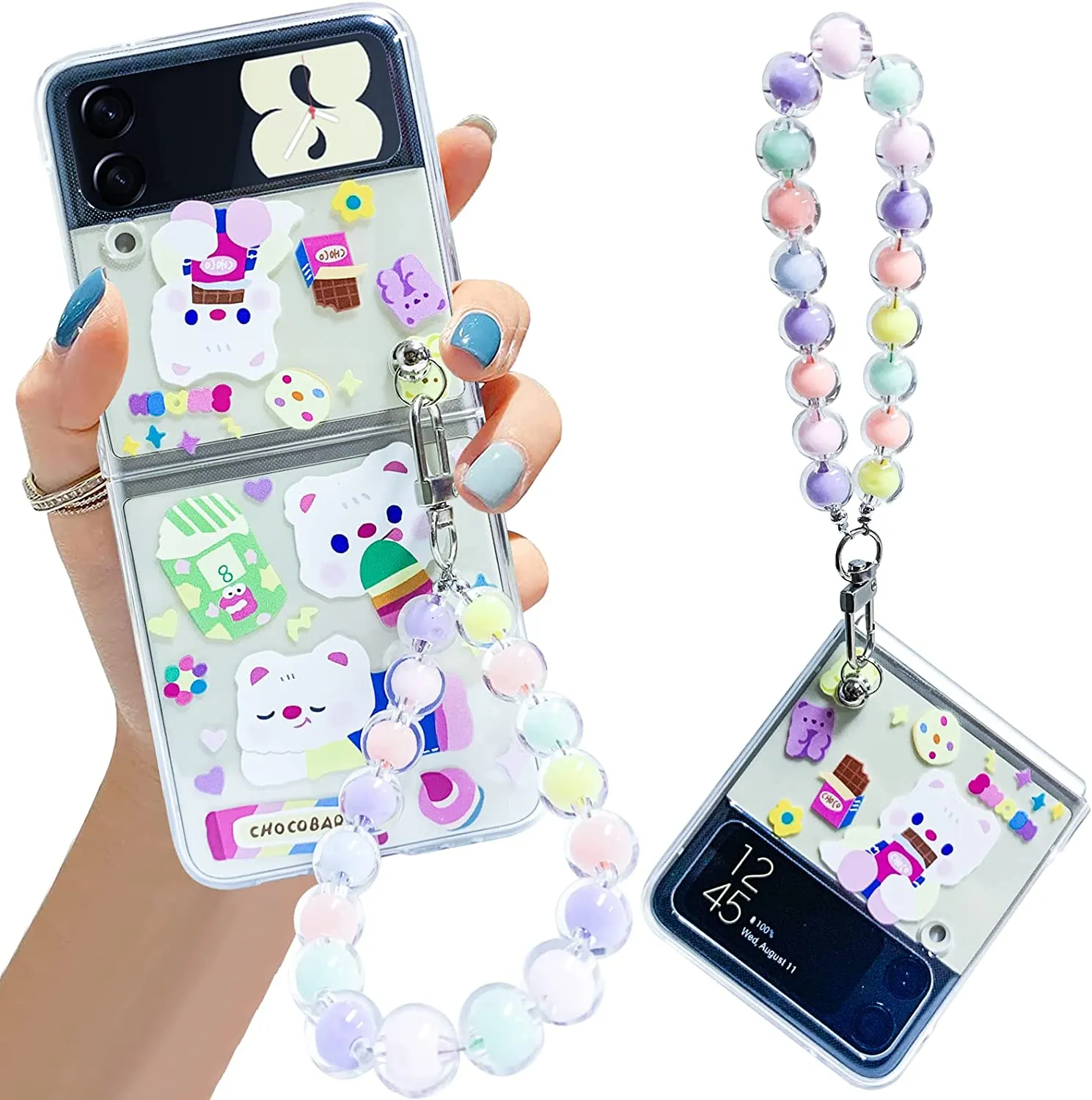 Galaxy Z Flip 4 Case Cute Pendant, Cute Smile Clear Z Flip 4 Case