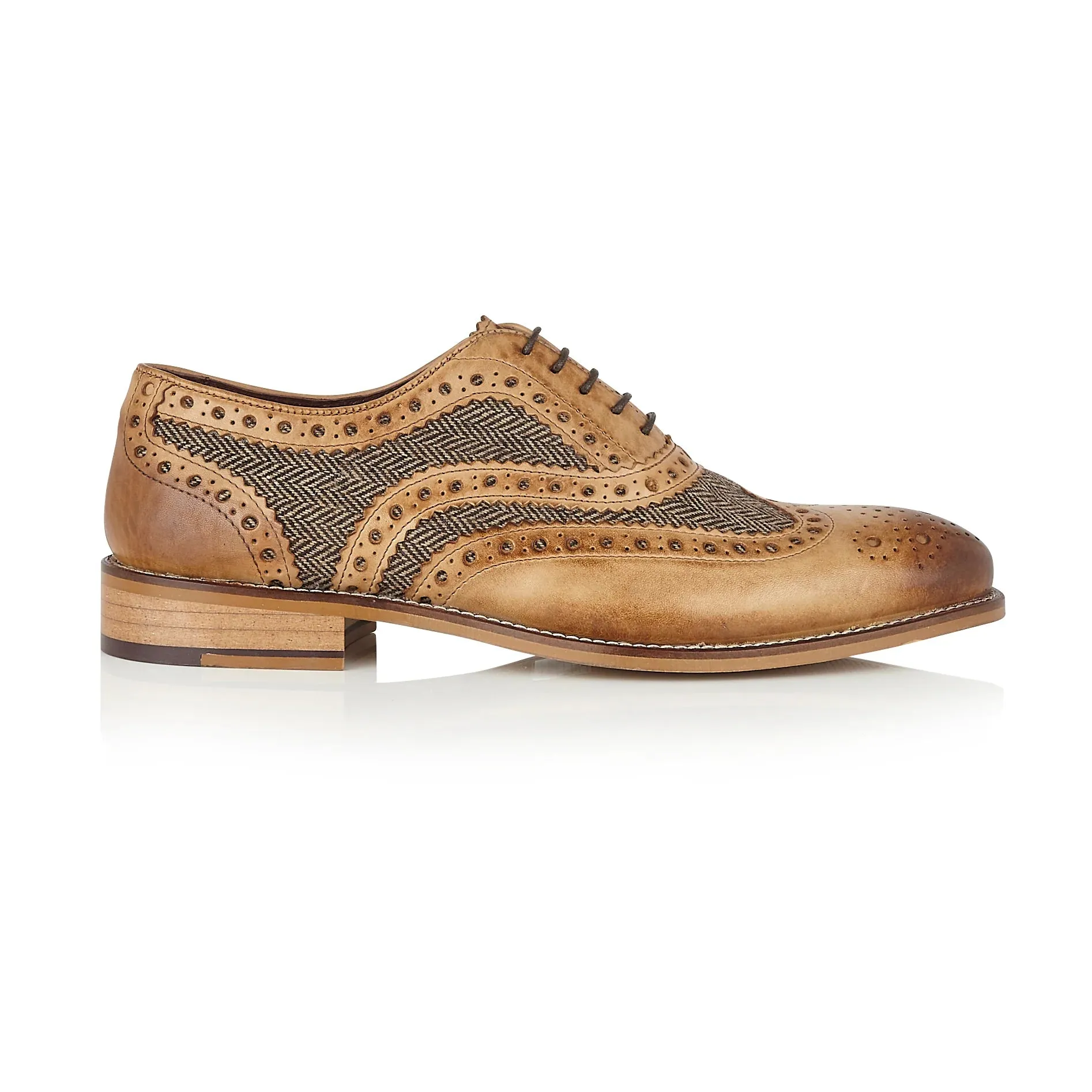 Gatsby Leather Brogue Tan / Tweed