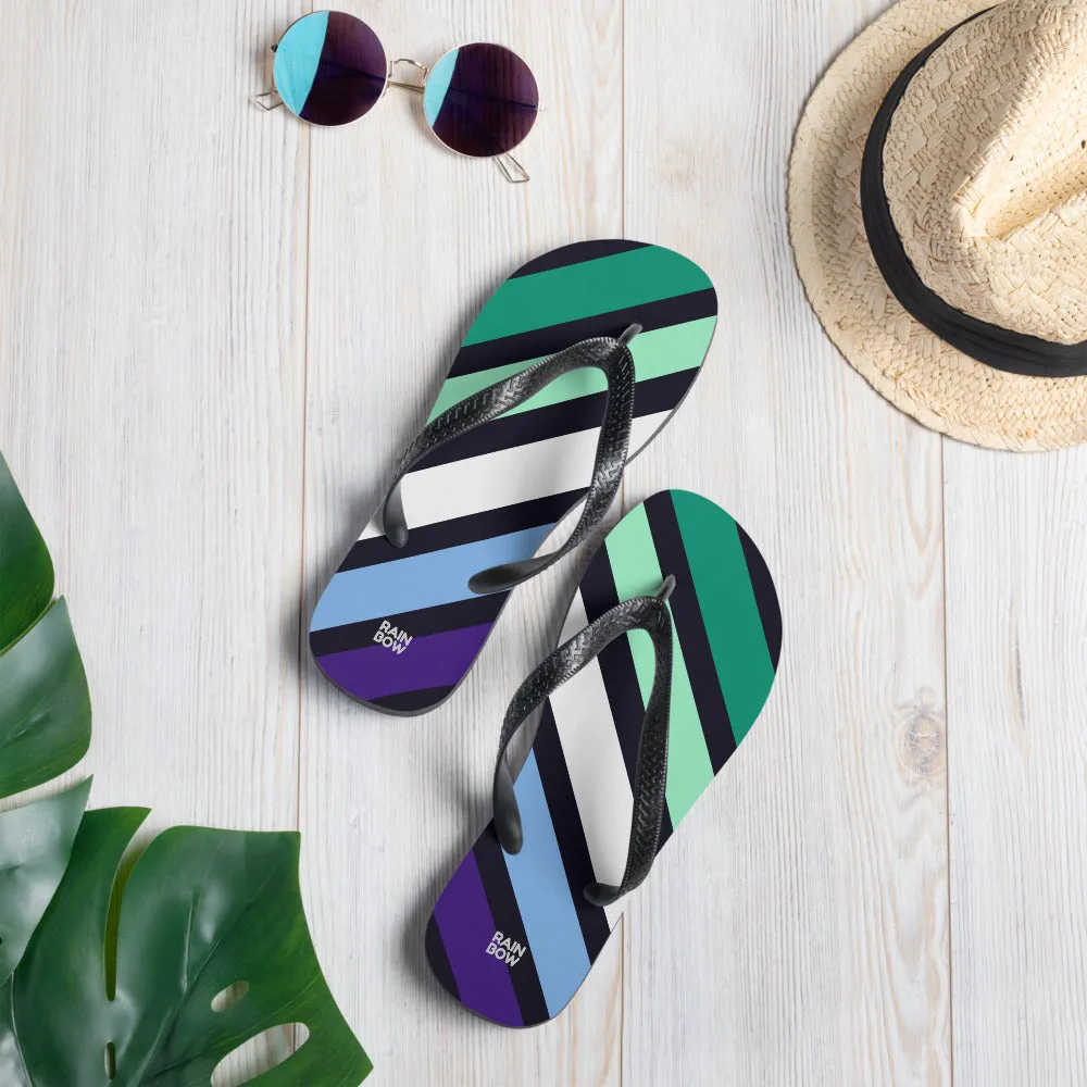 Gay Men's Diagonal Stripes Flip-Flops