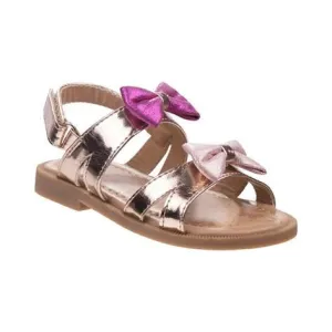 Girls Metallic Bow Sandal Open Toe with Ankle Strap