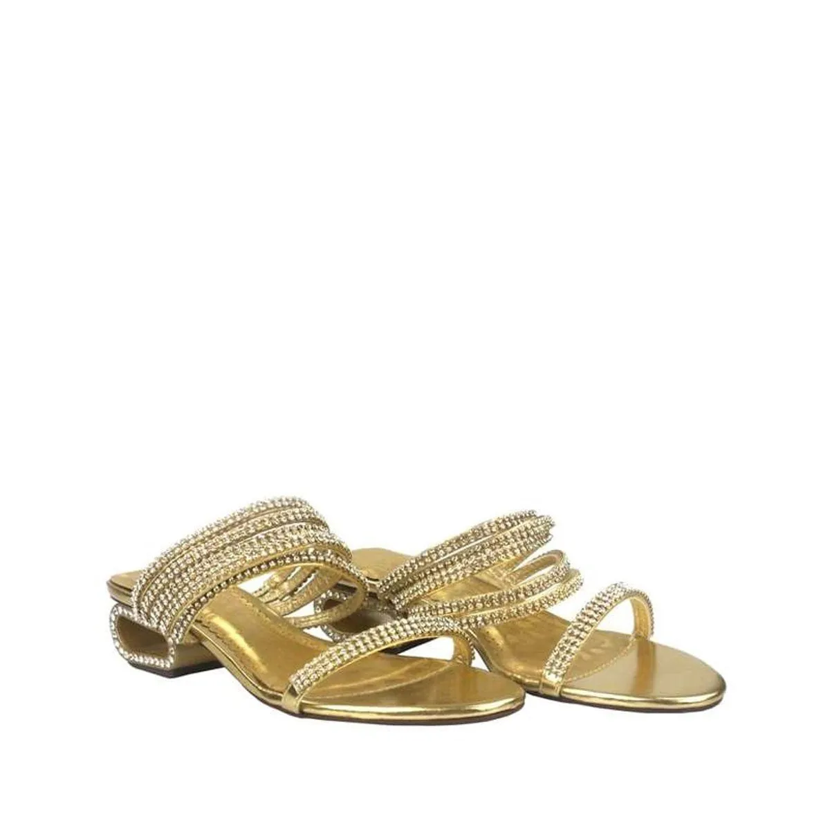 Gloria Diamante Heel Metallic Open Toe Sandal