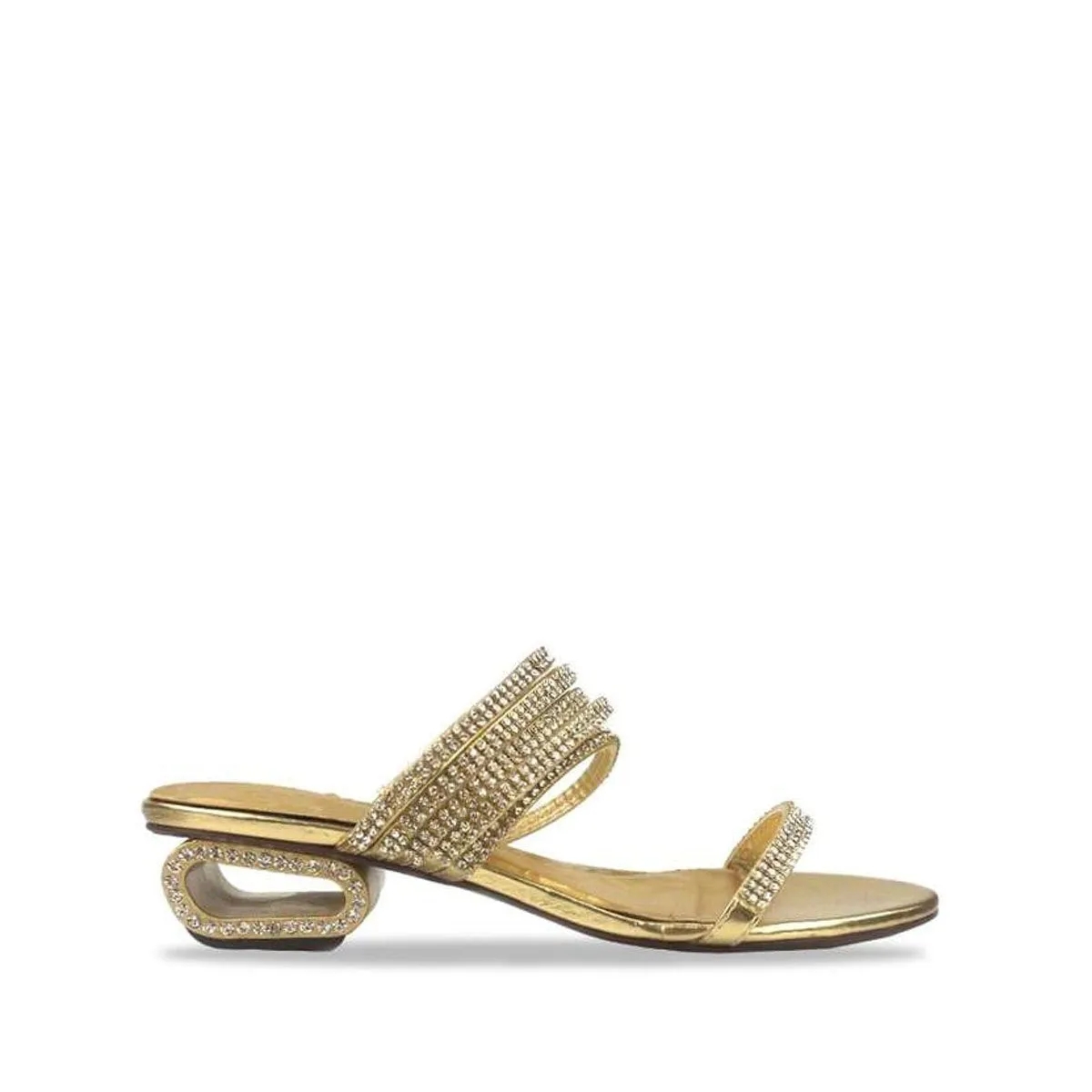 Gloria Diamante Heel Metallic Open Toe Sandal