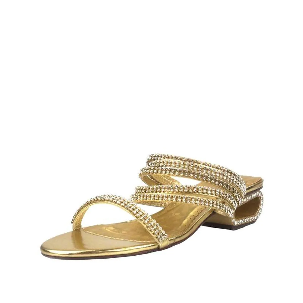 Gloria Diamante Heel Metallic Open Toe Sandal