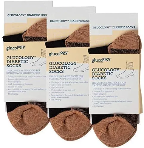 Glucology® Copper Fiber Antifungal Quarter Crew Socks/Unisex/Black or White