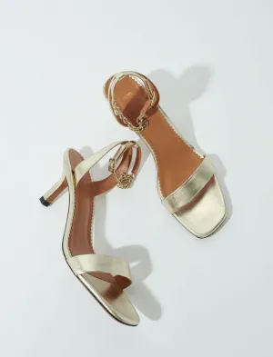 Gold metallic leather sandals