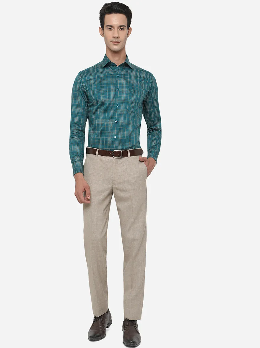 Green Checked Slim Fit Formal Shirt | Metal