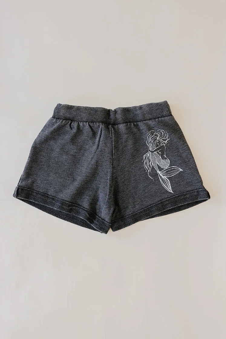 Hair Flip Mermaid Lounge Shorts - Washed Black