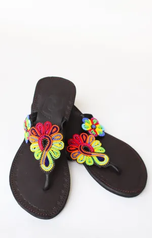 Hand Beaded Flip Flops, Summer