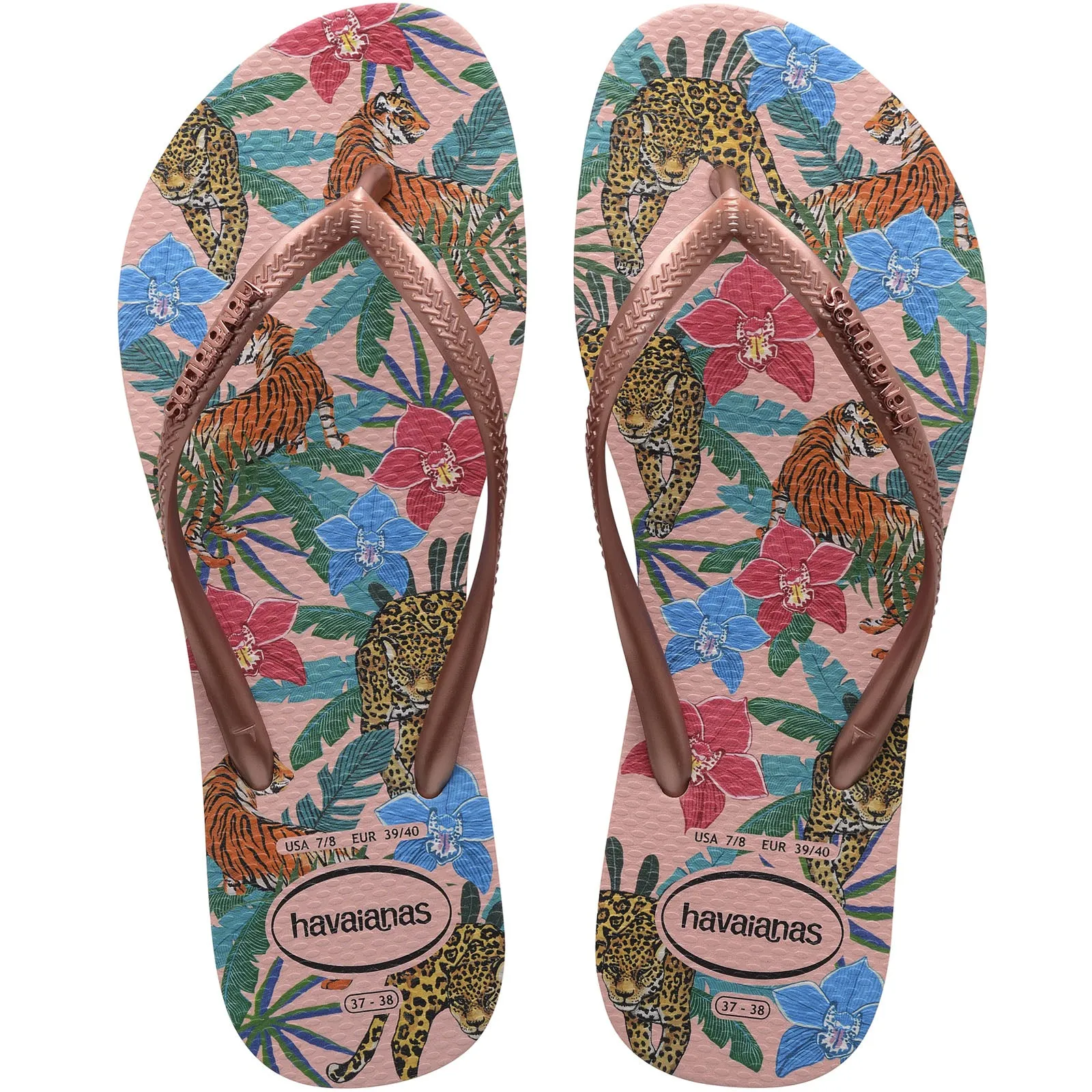 Havaianas Slim Tropical Flip Flops - Rose/Pink Metallic - 6/7 UK