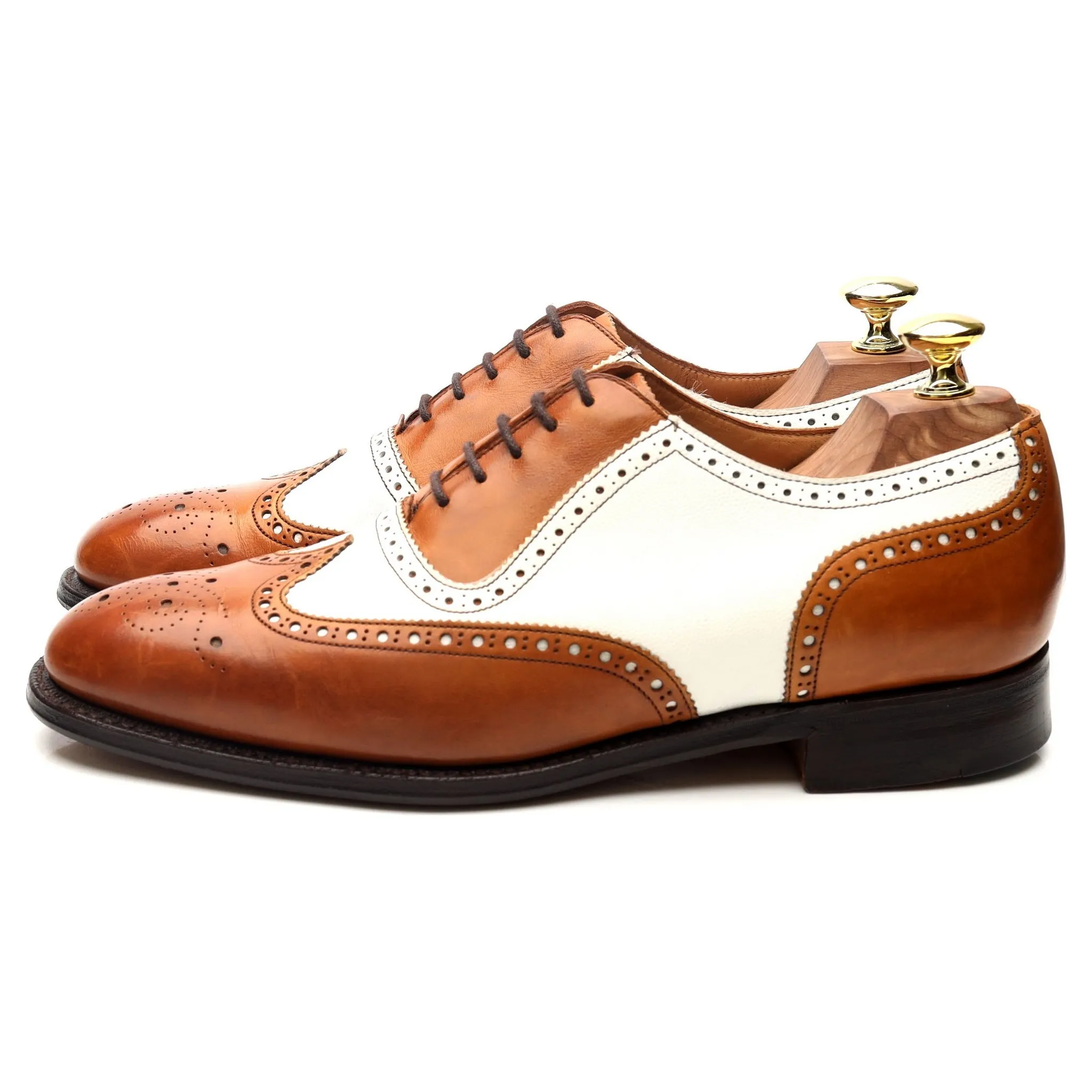 'Hyde' Tan Brown Brown White Leather Spectator Brogues UK 7 F