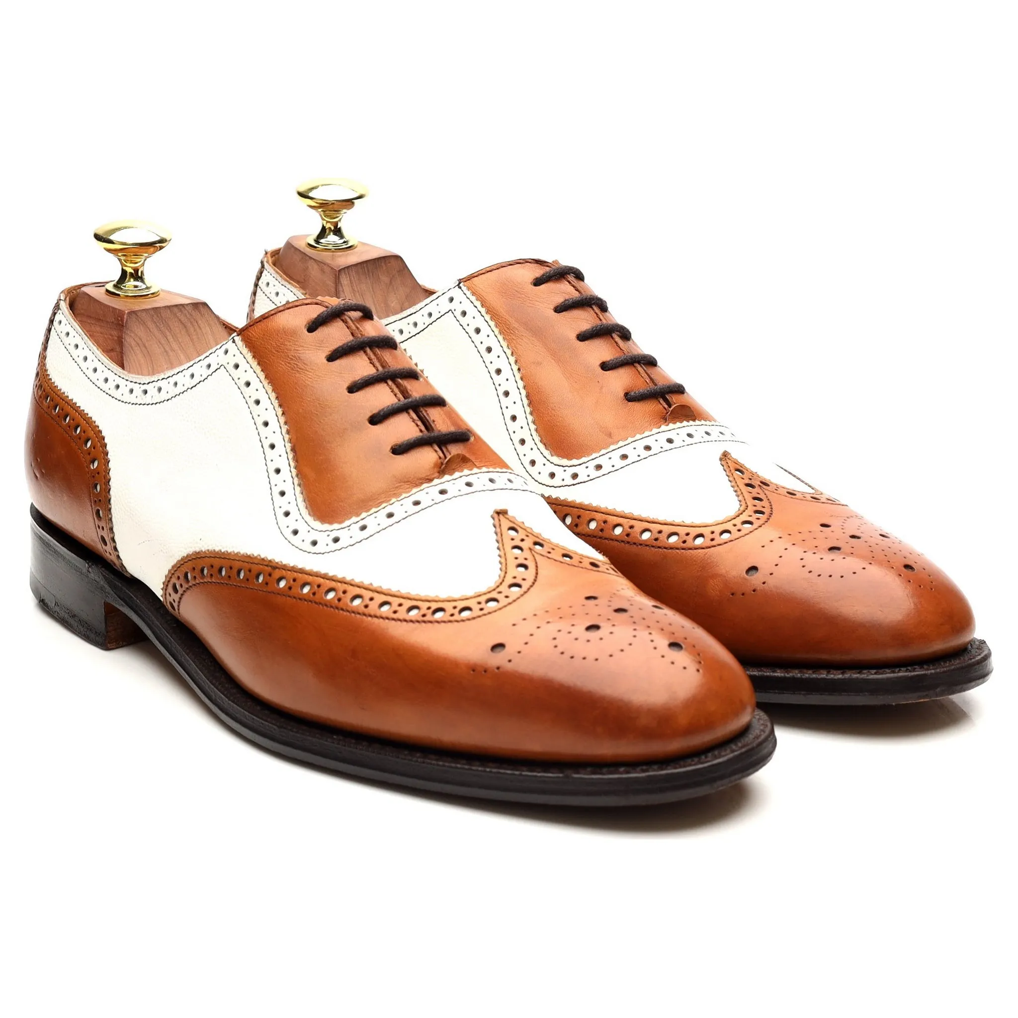 'Hyde' Tan Brown Brown White Leather Spectator Brogues UK 7 F