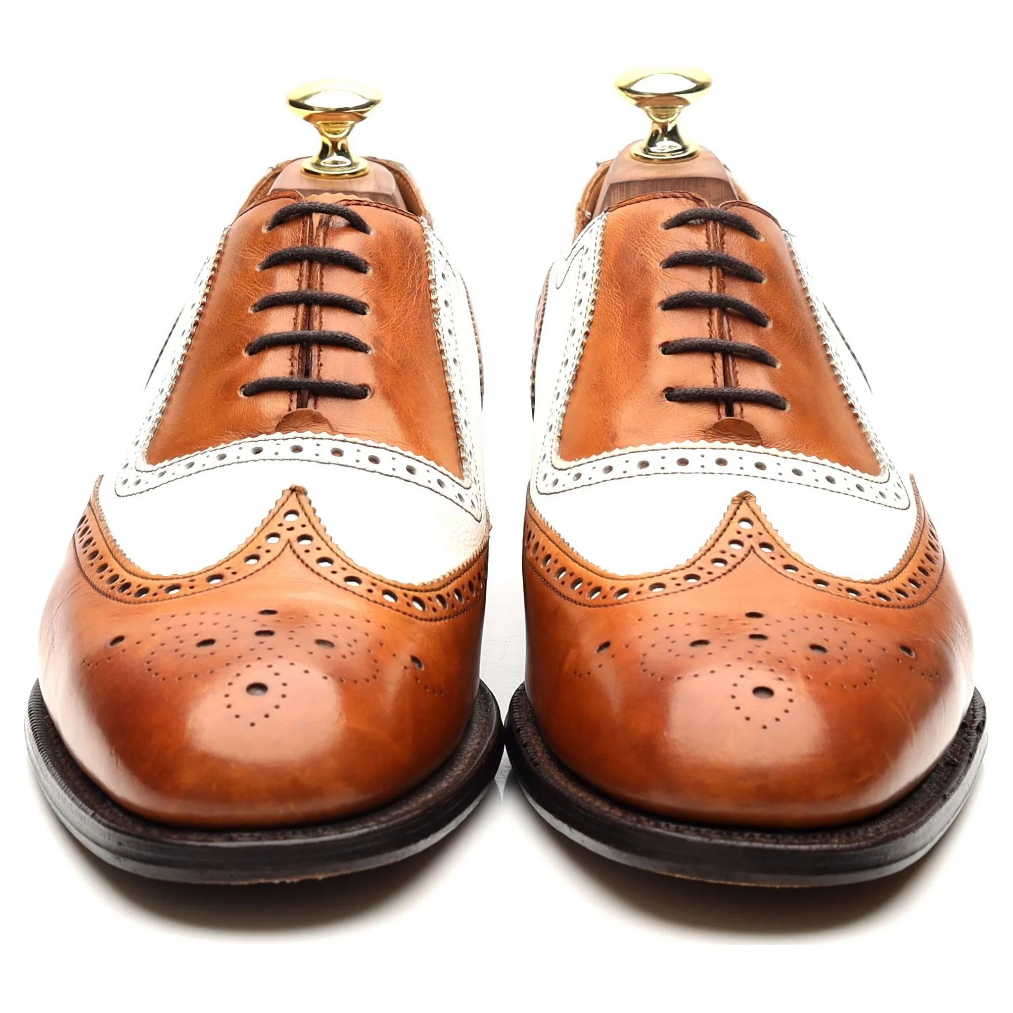 'Hyde' Tan Brown Brown White Leather Spectator Brogues UK 7 F