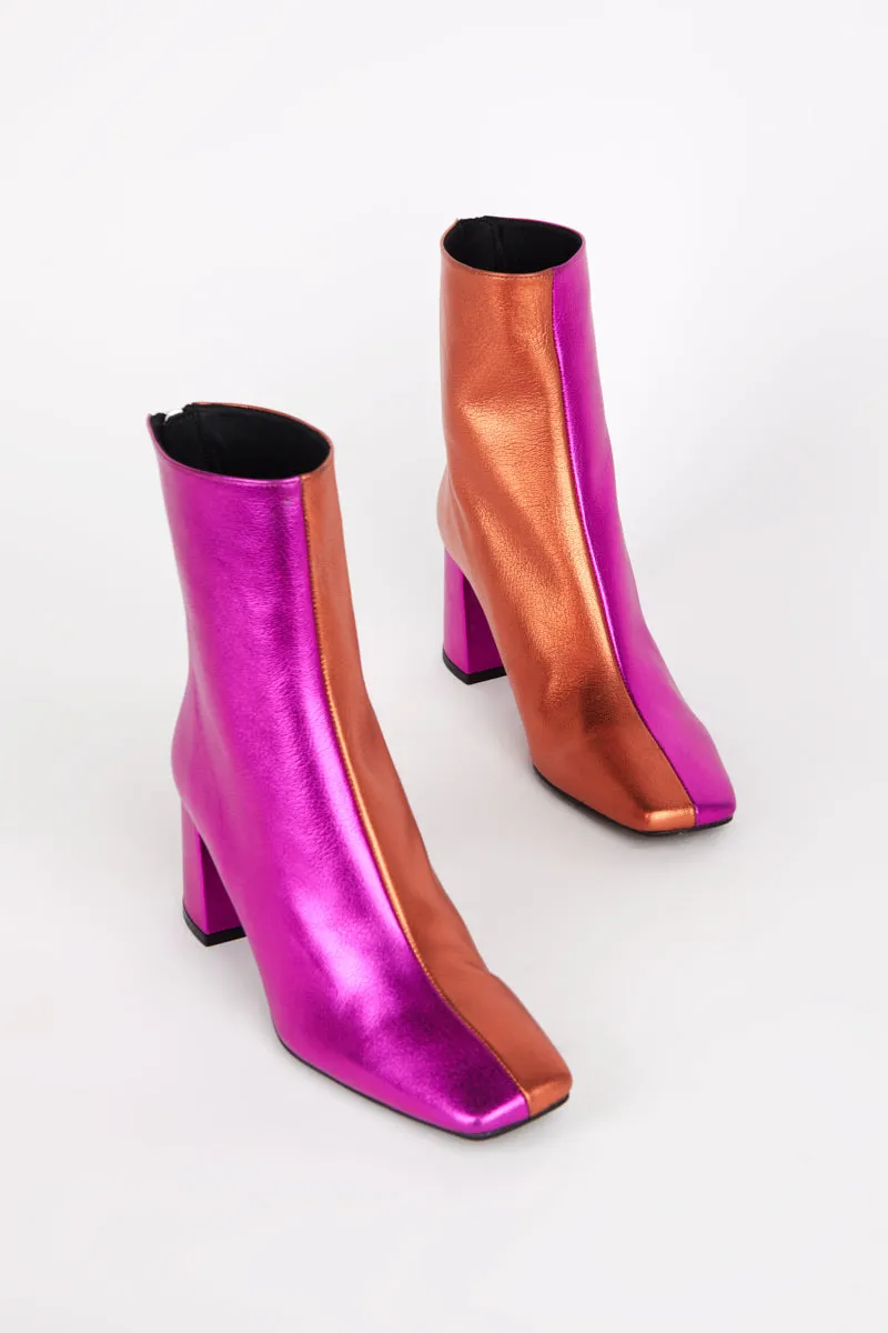 Intentionally Blank Tabatha Heeled Booties in Acid Combo