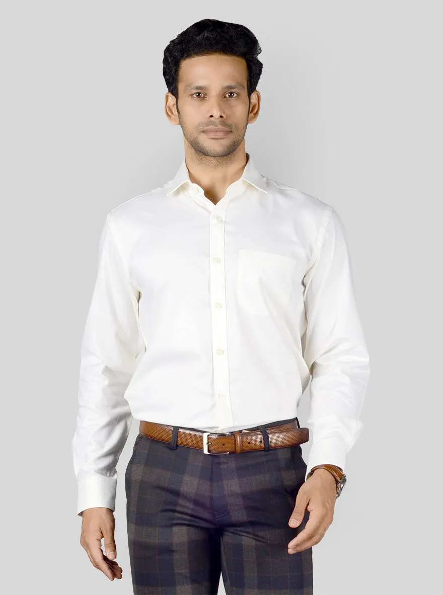 Ivory Dobby Regular Fit Formal Shirt | JadeBlue