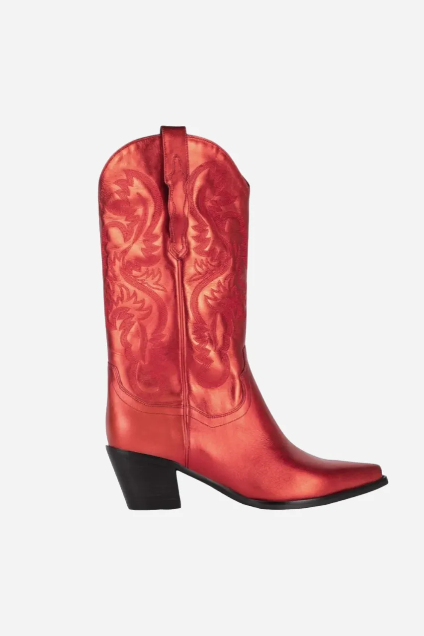 Jeffrey Campbell Dagget Boots in Red Metallic