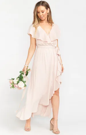 Jess Ruffle Midi Dress ~ Dusty Blush Crisp