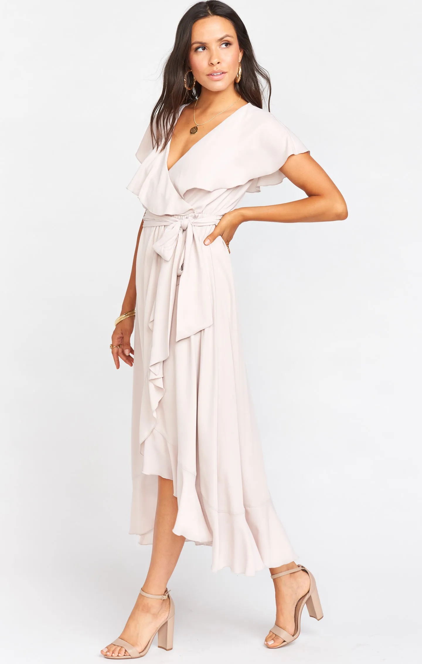 Jess Ruffle Midi Dress ~ Show Me the Ring Crisp