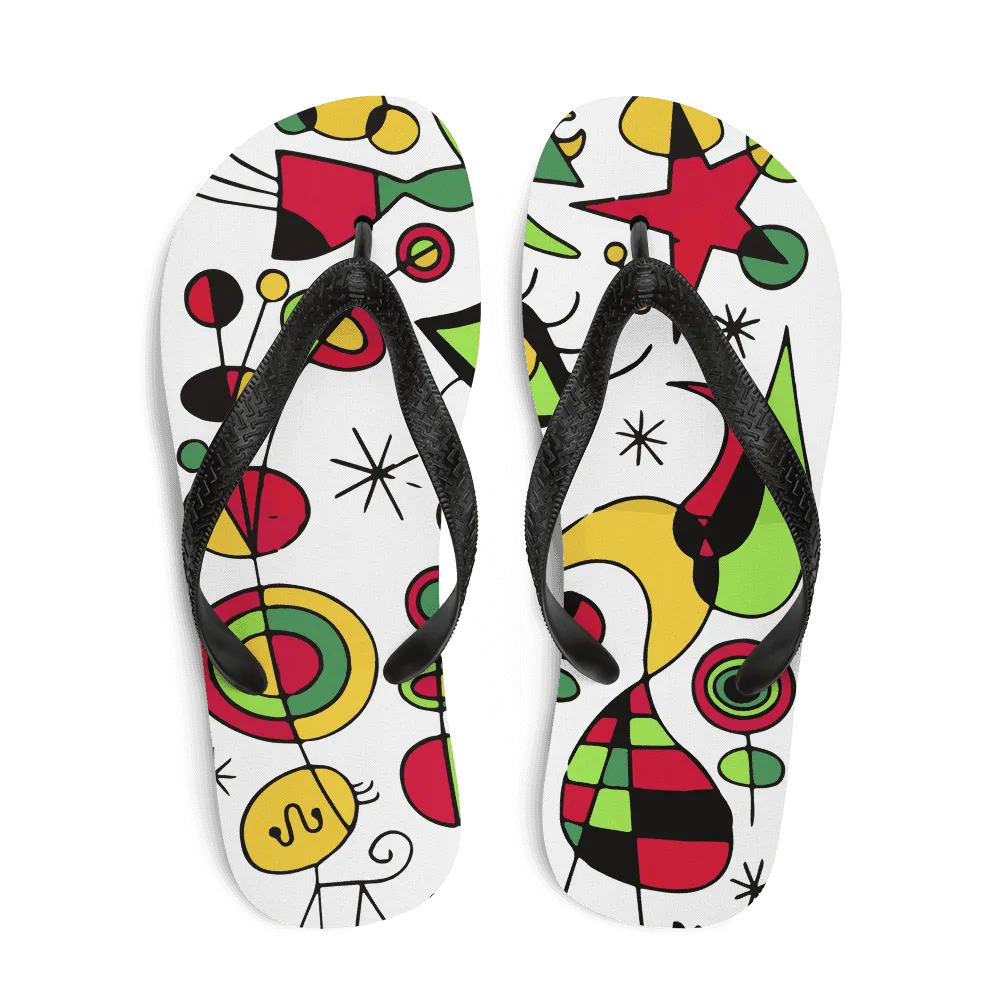 Joan Miro Peces de Colores (Colorful Fish) Artwork Flip-Flops