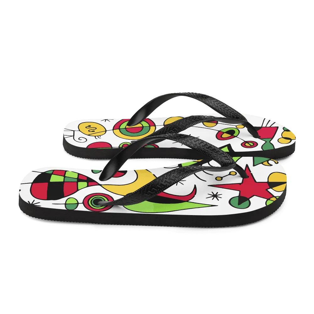 Joan Miro Peces de Colores (Colorful Fish) Artwork Flip-Flops