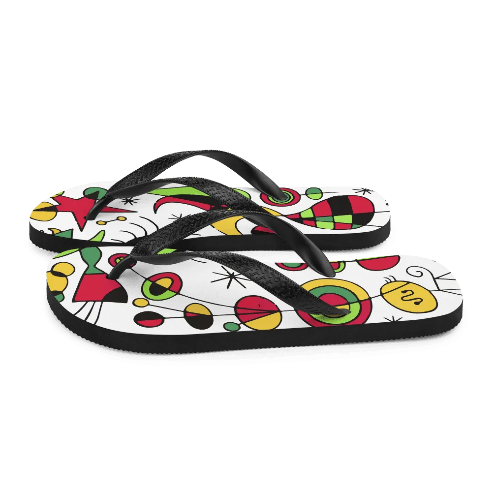 Joan Miro Peces de Colores (Colorful Fish) Artwork Flip-Flops