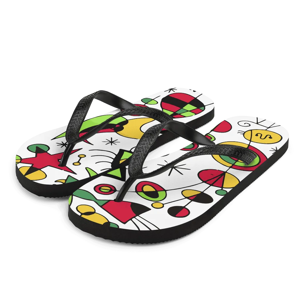 Joan Miro Peces de Colores (Colorful Fish) Artwork Flip-Flops