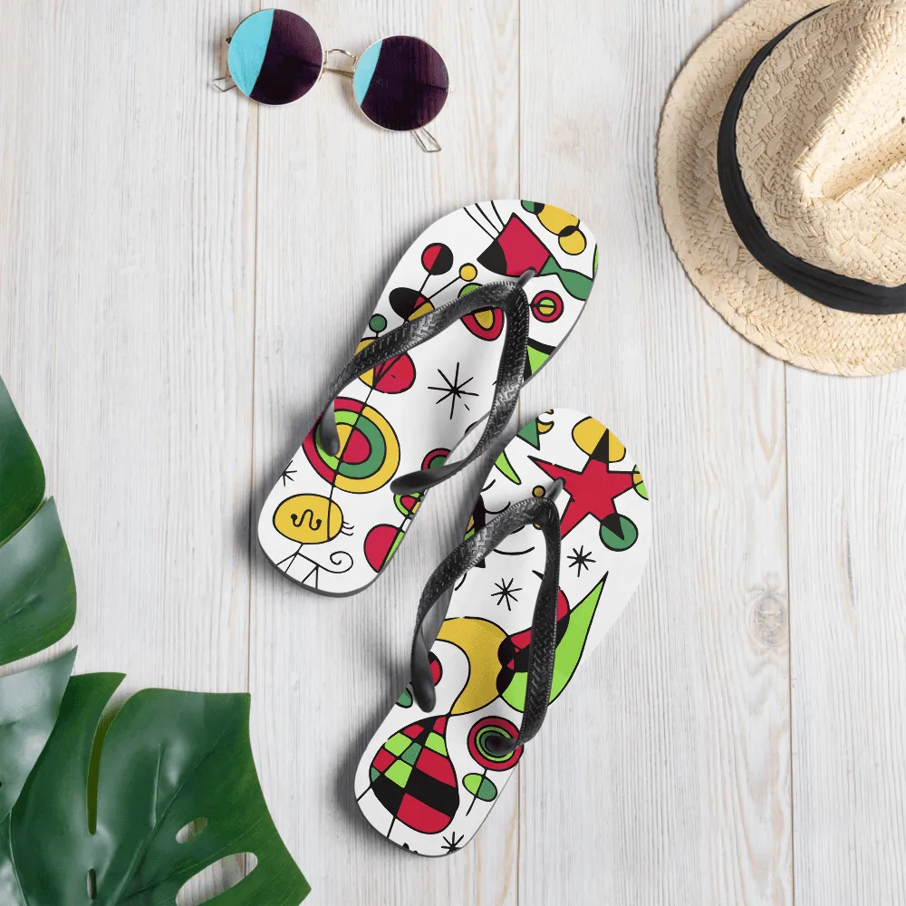 Joan Miro Peces de Colores (Colorful Fish) Artwork Flip-Flops