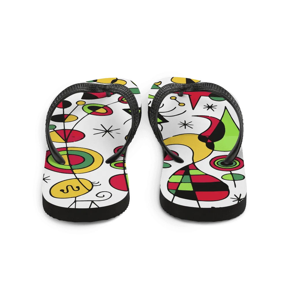 Joan Miro Peces de Colores (Colorful Fish) Artwork Flip-Flops