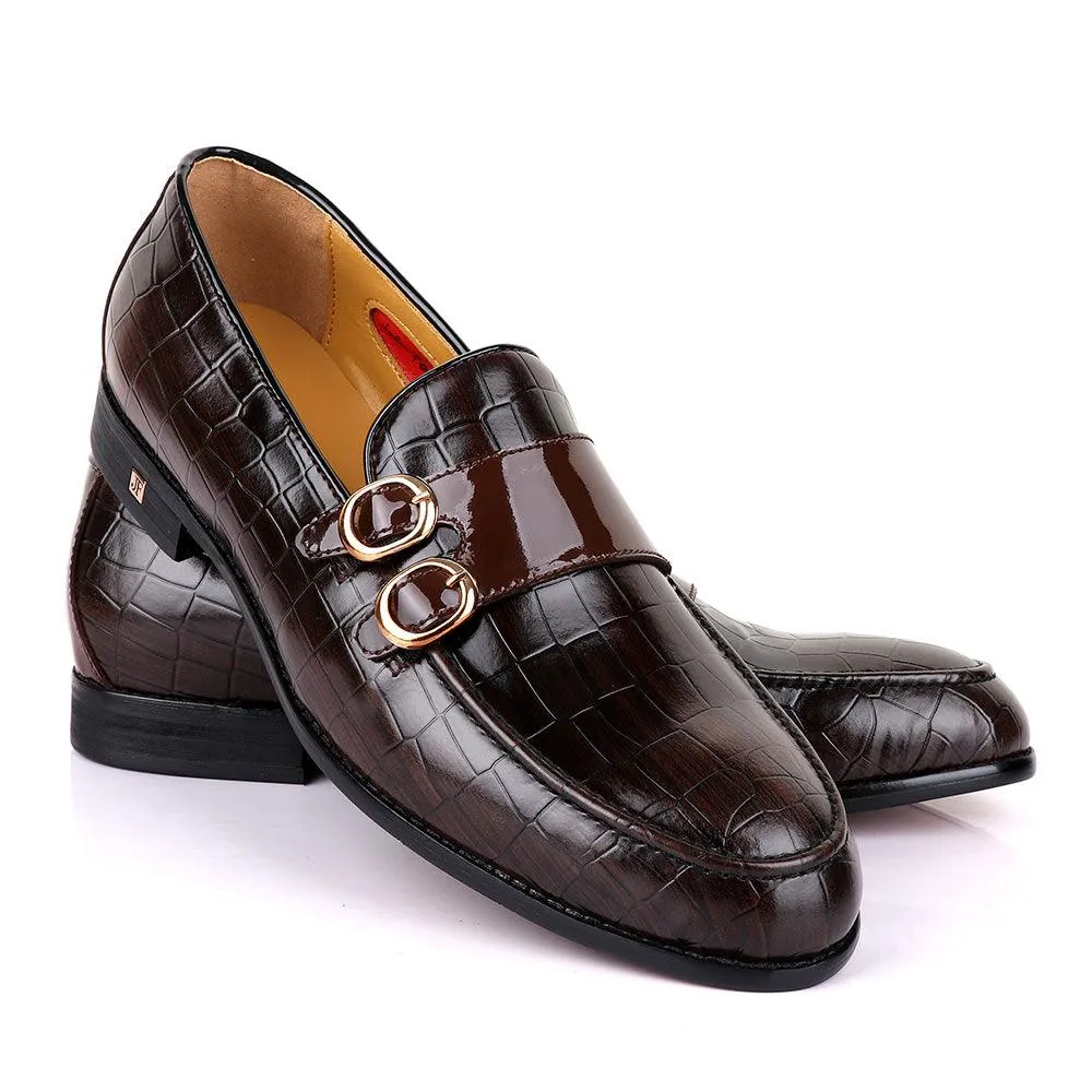 John Foster Double Monk Strap Coffee Leather Shoe