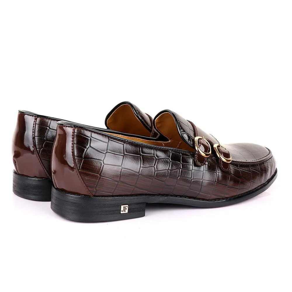 John Foster Double Monk Strap Coffee Leather Shoe