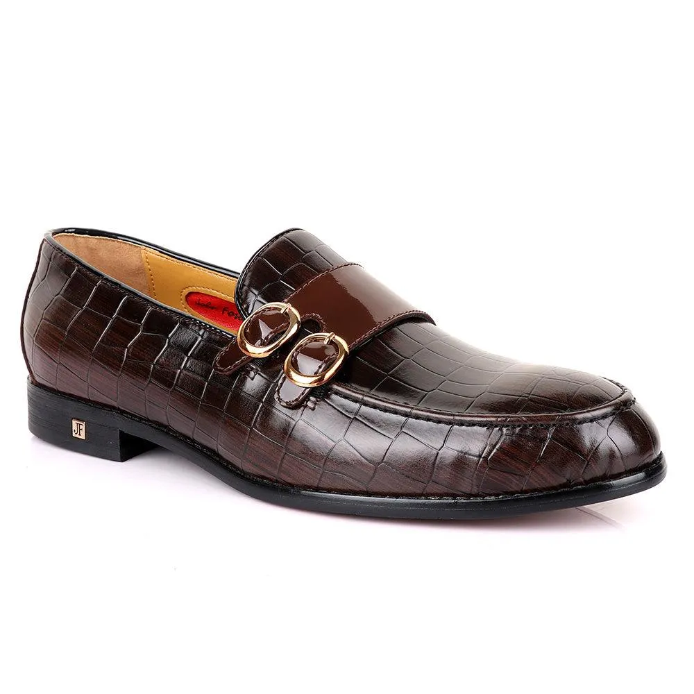 John Foster Double Monk Strap Coffee Leather Shoe