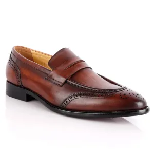 John Foster Slipon Coffee Leather Oxford Shoe