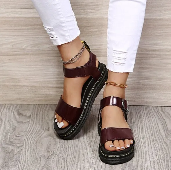 Joskaa Open Toe Flatform Wedges Shoes Woman Summer Beach Sandals Sexy Women Plus Size PU Leather Sandalias Mujer Sapato Feminino