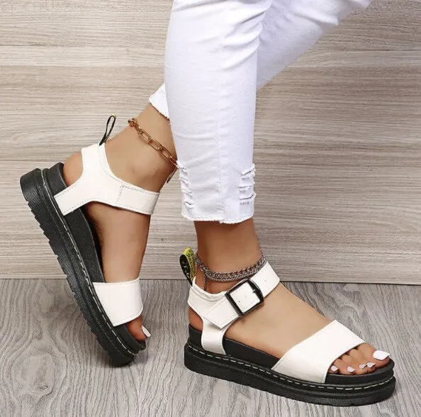 Joskaa Open Toe Flatform Wedges Shoes Woman Summer Beach Sandals Sexy Women Plus Size PU Leather Sandalias Mujer Sapato Feminino