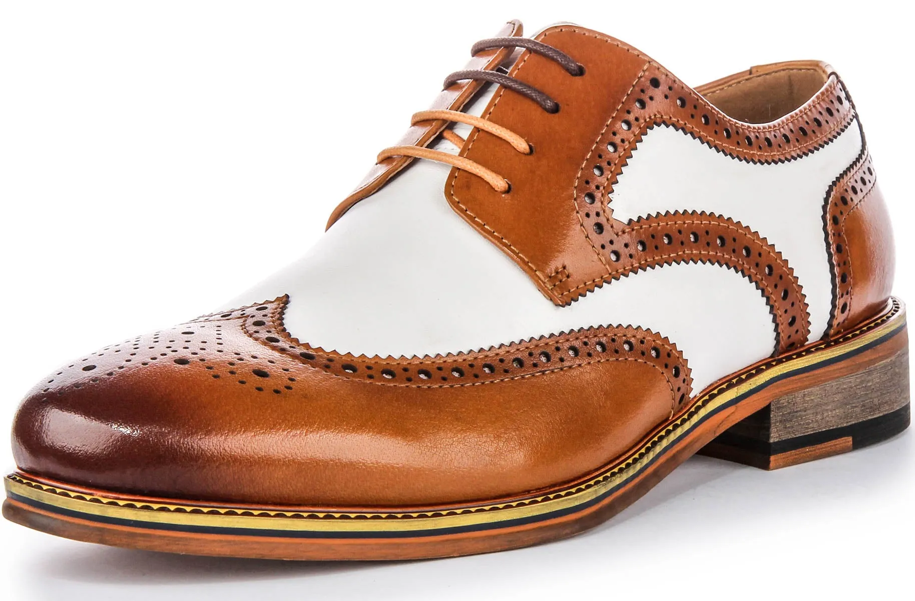 Justinreess England Brogues In Brown White For Men